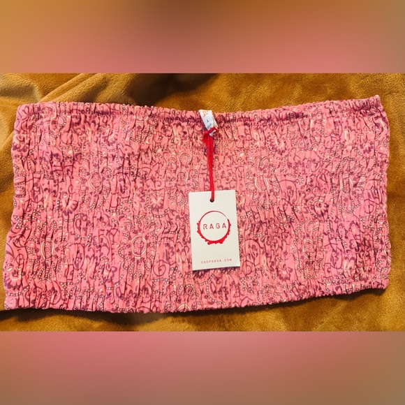 NWT RAGA Pink Smocked Tube Top - Picture 1 of 3
